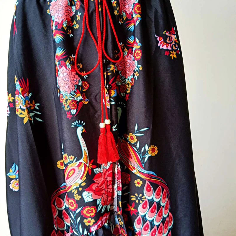 Duzeala Boho V-Neck Maxi Dress – Summer