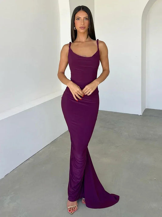 BWQ Slim Mermaid Maxi Dress – Halter & Off-Shoulder