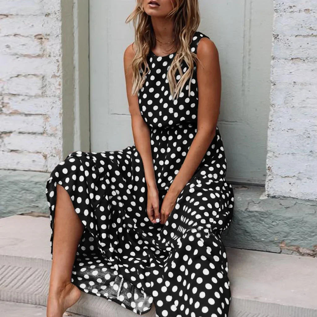 Sexy O-Neck Printed Party Dress – Plus Size Summer