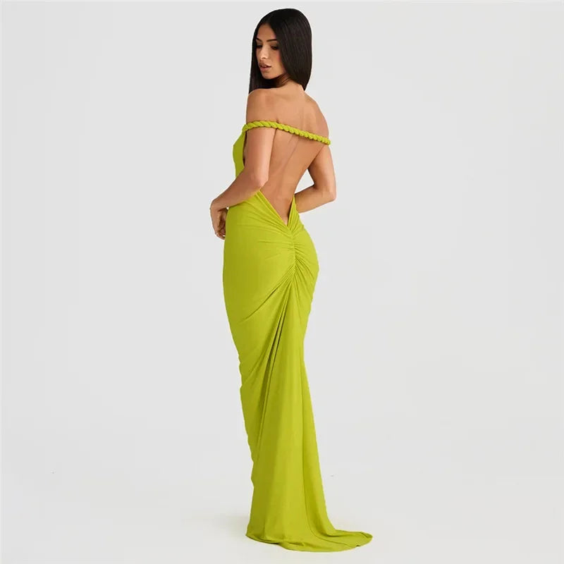 BWQ Slim Mermaid Maxi Dress – Halter & Off-Shoulder