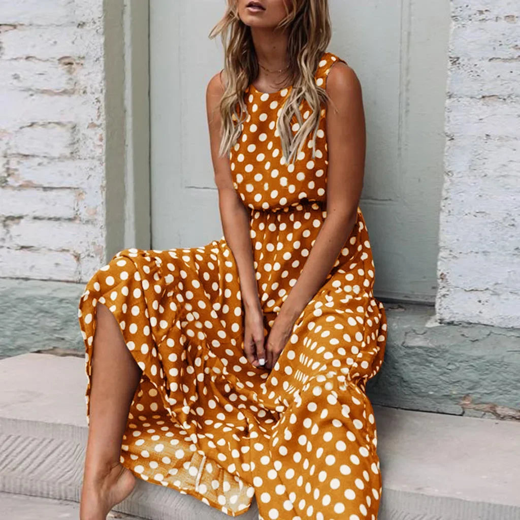 Sexy O-Neck Printed Party Dress – Plus Size Summer