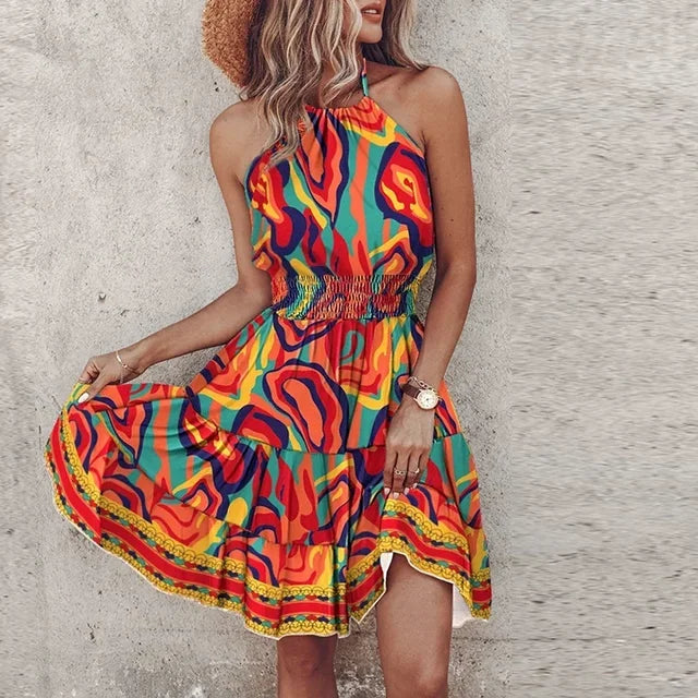 Floral Halter Mini Dress – Summer 2025