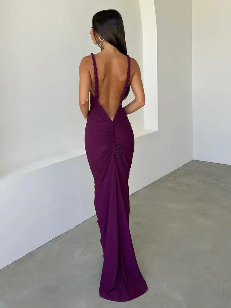 BWQ Slim Mermaid Maxi Dress – Halter & Off-Shoulder