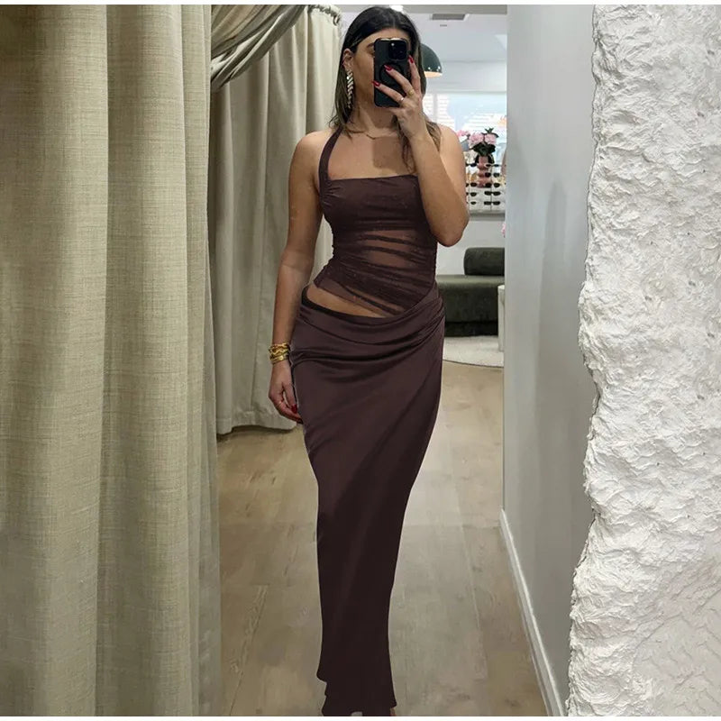 Mesh Patchwork Slim Dress