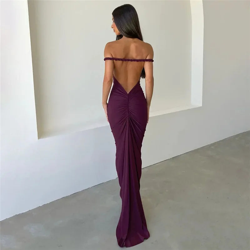 BWQ Slim Mermaid Maxi Dress – Halter & Off-Shoulder