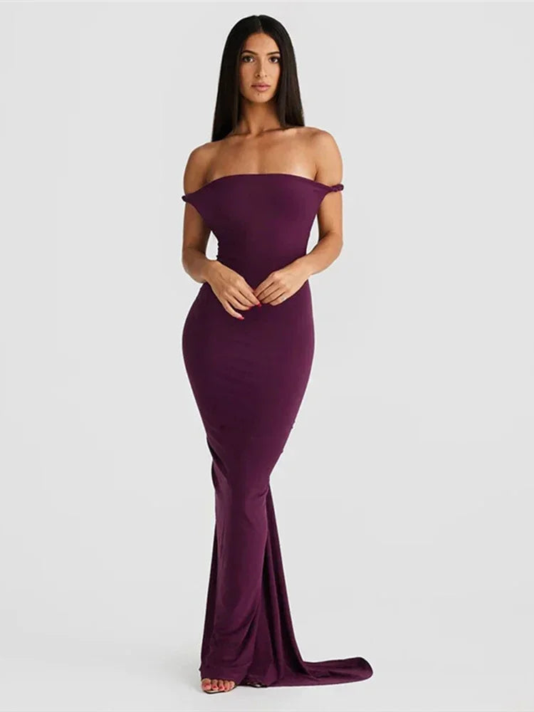BWQ Slim Mermaid Maxi Dress – Halter & Off-Shoulder