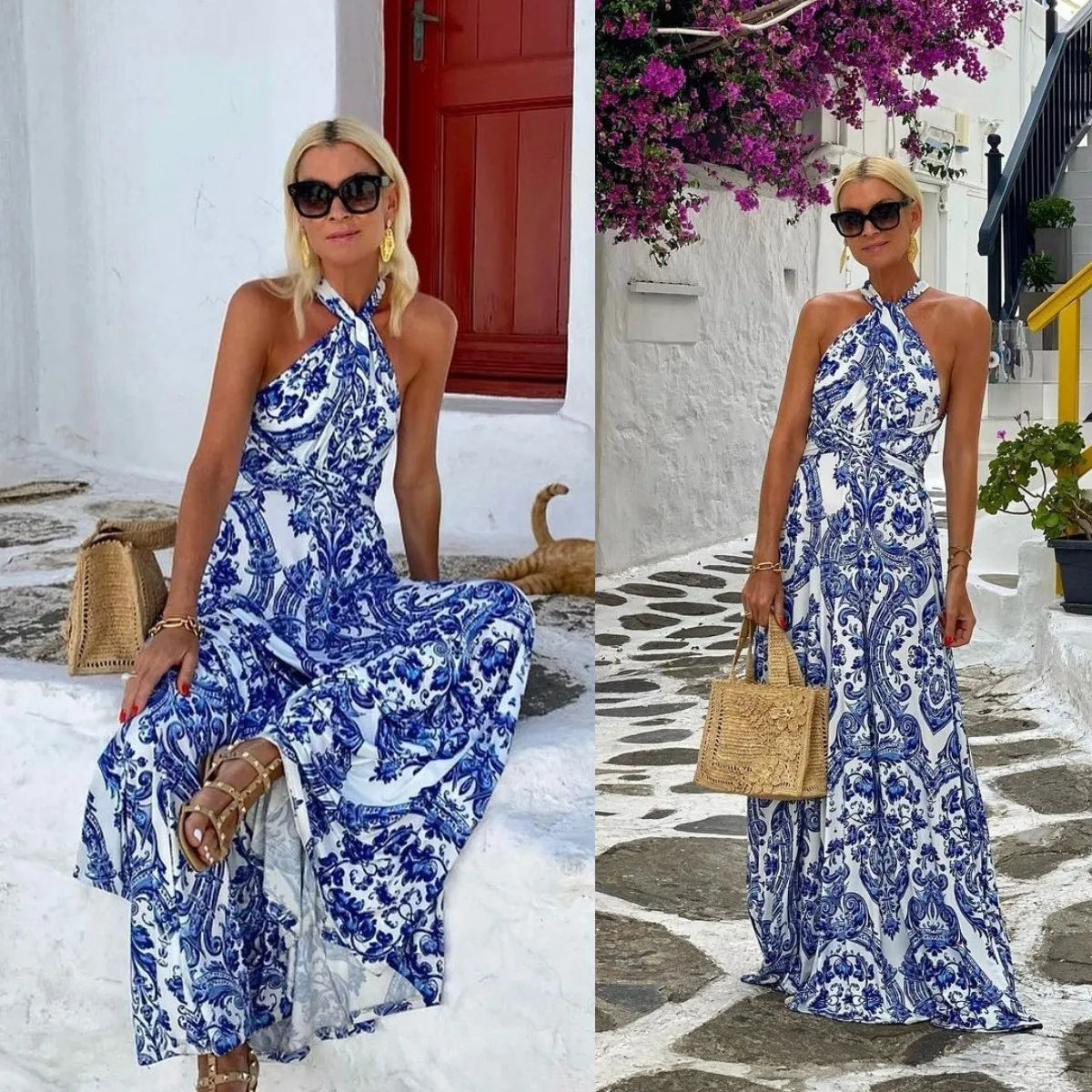 Fashion Trend Halter Backless Maxi Dress – Summer