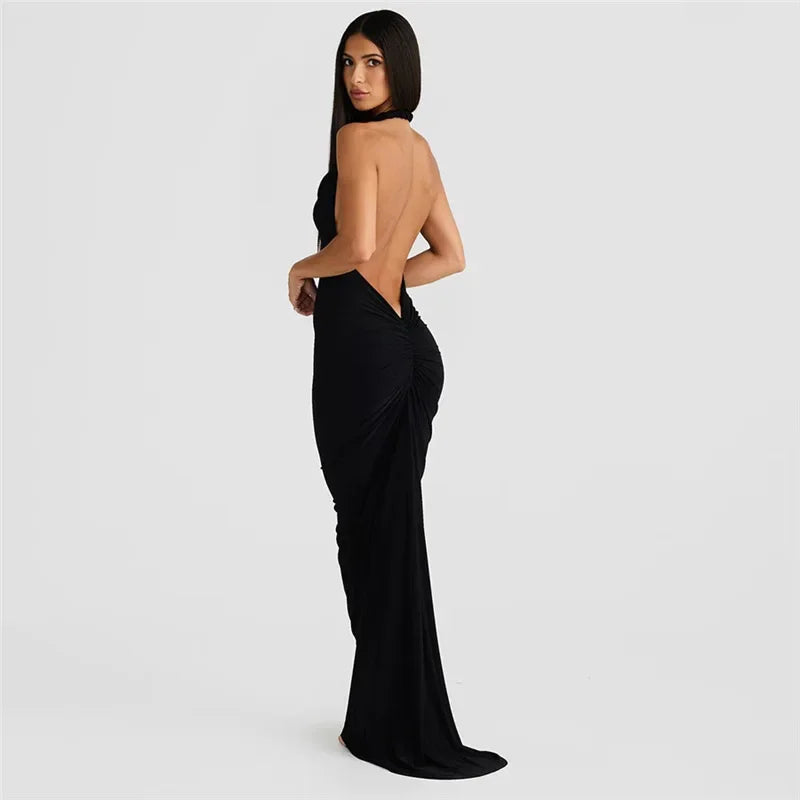 BWQ Slim Mermaid Maxi Dress – Halter & Off-Shoulder