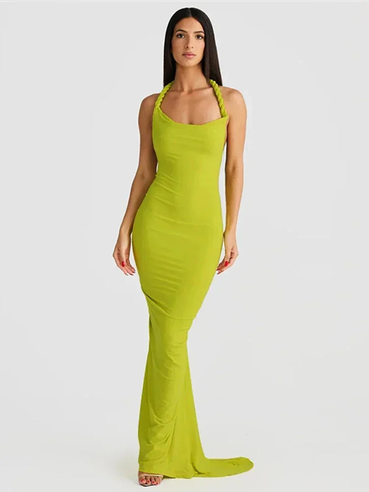 BWQ Slim Mermaid Maxi Dress – Halter & Off-Shoulder