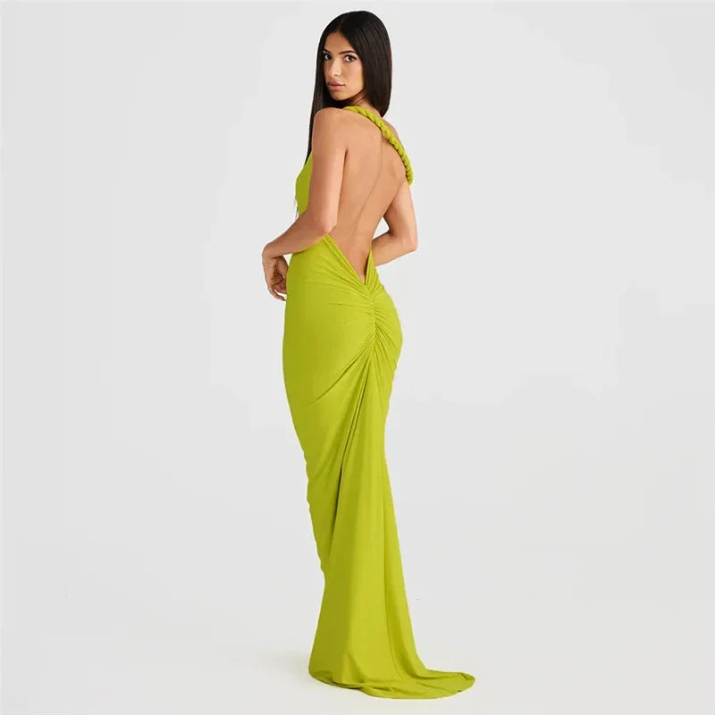 BWQ Slim Mermaid Maxi Dress – Halter & Off-Shoulder
