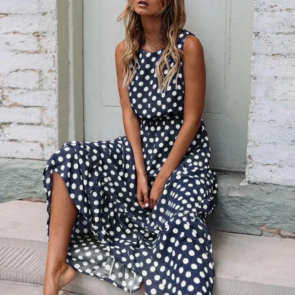 Sexy O-Neck Printed Party Dress – Plus Size Summer