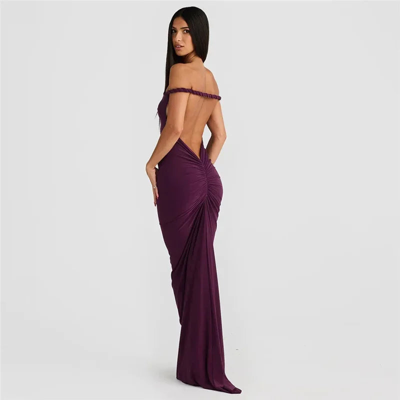 BWQ Slim Mermaid Maxi Dress – Halter & Off-Shoulder