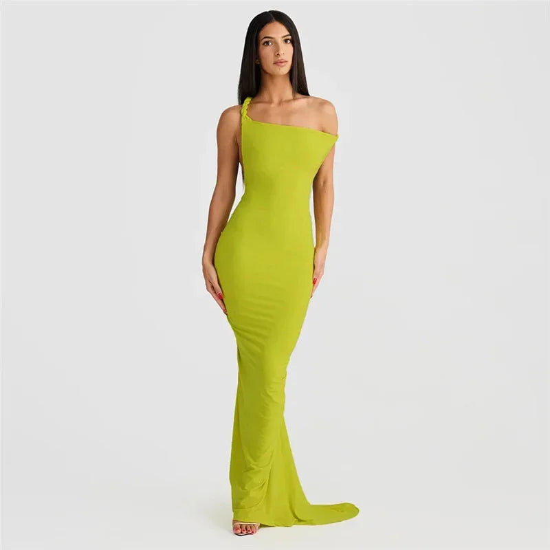 BWQ Slim Mermaid Maxi Dress – Halter & Off-Shoulder