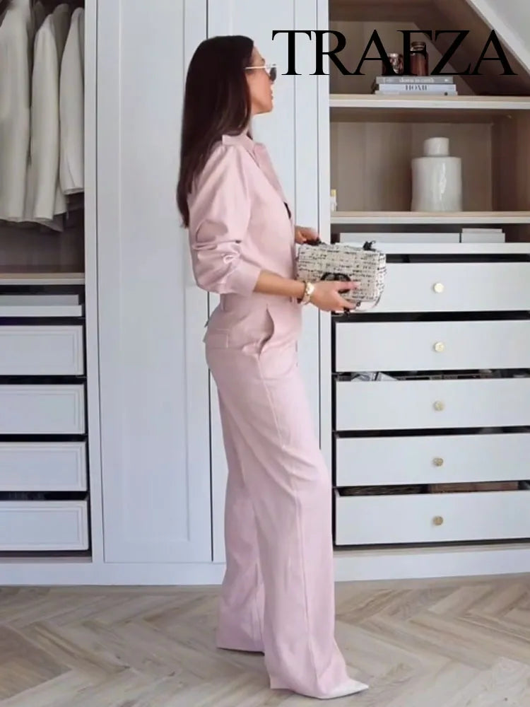 Spring Two-Piece Fashion Set – Collar Shirt & Pants
