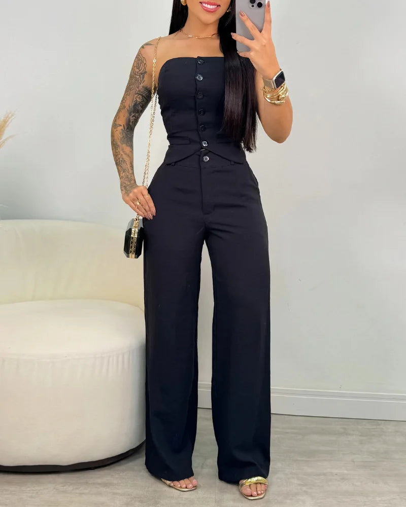 Summer 2-Piece Fashion Set – Sexy Bandeau & Pants