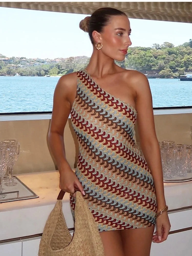 Colorful Stripe Knit Dress – Sleeveless & Backless
