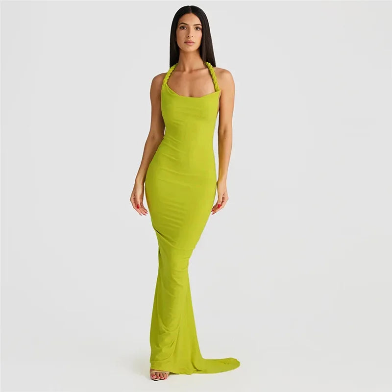BWQ Slim Mermaid Maxi Dress – Halter & Off-Shoulder
