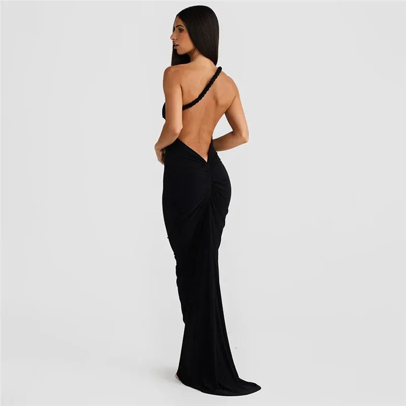 BWQ Slim Mermaid Maxi Dress – Halter & Off-Shoulder