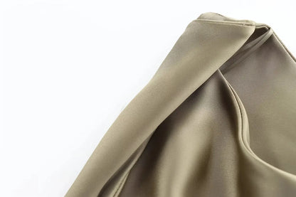 Satin Feeling Long Dress – High Waist Sleeveless