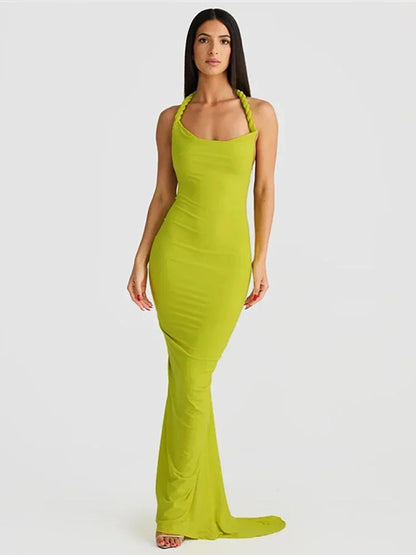 BWQ Slim Mermaid Maxi Dress – Halter & Off-Shoulder