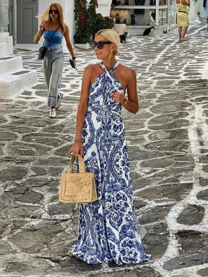 Fashion Trend Halter Backless Maxi Dress – Summer