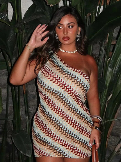 Colorful Stripe Knit Dress – Sleeveless & Backless