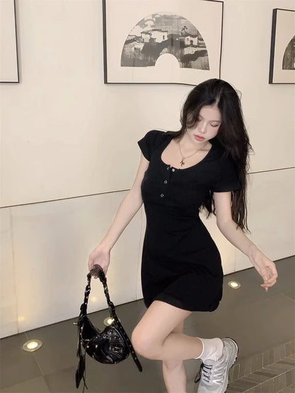 Korean A-Line Dress – Slimming Square Collar Look